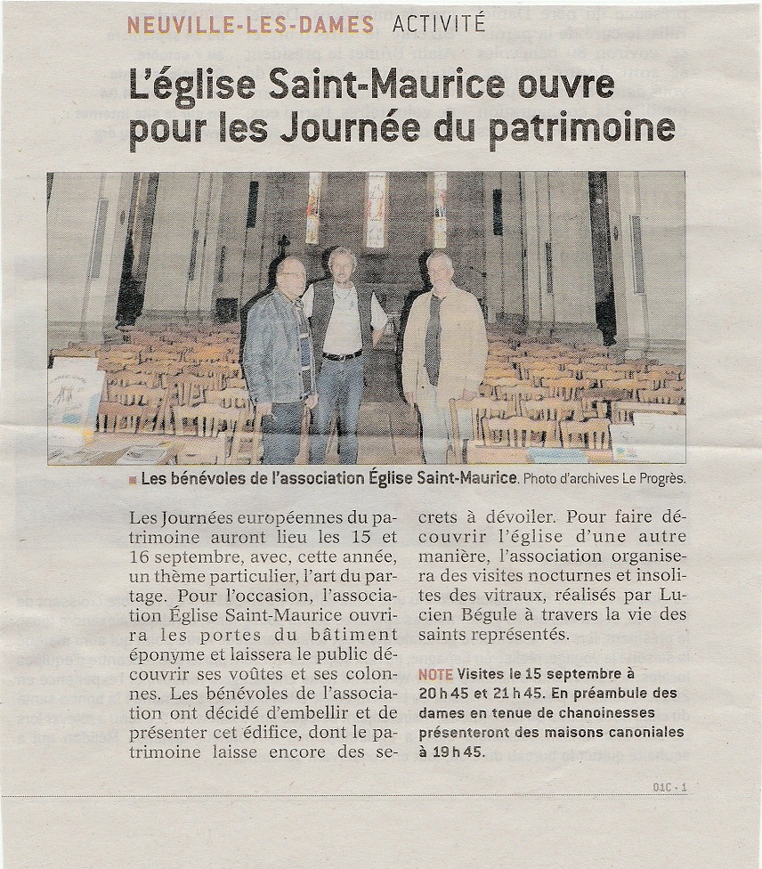 L’église Saint-Maurice ouvre pour les journées du patrimoine
